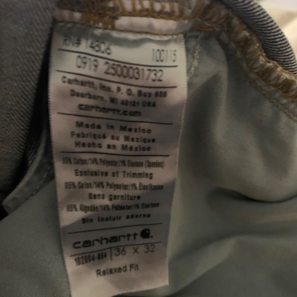 Carhartt Jeans Mens Size 36 X 32 Relaxed Fit Rugged Flex Model BD2804-M - Picture 6 of 6